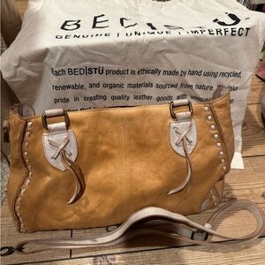 BED|STU Brown Leather Shoulder Bag with Cream Accents